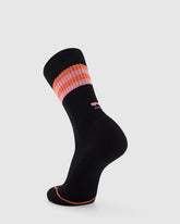 Signature Merino Crew Sock- Black / Flamingo / Sun Orange