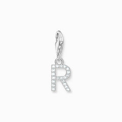 Pendentif Charm lettre avec pierres blanches argent