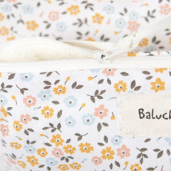 Petite trousse fleurs clorées fond beige