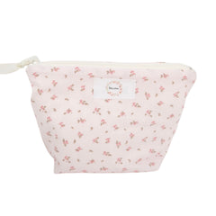 Petite trousse fleurs fond rose