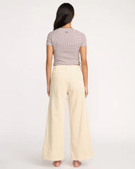 Pantalon taille haute en velours côtelé à chute libre