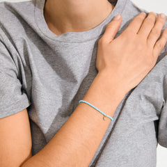 Bracelet Indie bleu ciel, plaqué or