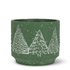 Jardinière moyenne avec arbres enneigés
