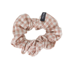 Chouchou élastique à cheveux en lin à carreaux