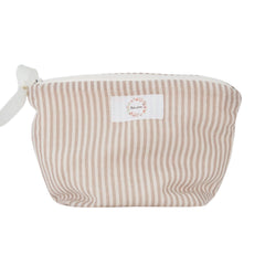 Petite trousse à rayures beige