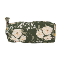 Petite trousse fleurs fond vert cylindre