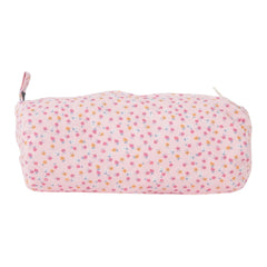Petite trousse fleurs clorées fond rose cylindre