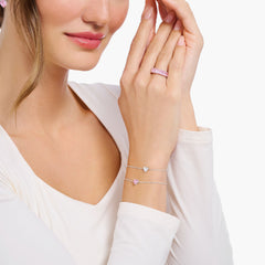 Bracelet avec cœur en zircone blanche