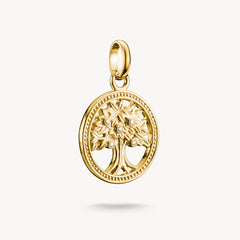 Pendentif Charm arbre de l’amour avec pierres blanches Connect plaqué or