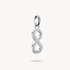 Pendentif Charm symbole infini avec pierres blanches Connect argent