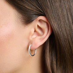 Créoles blanche pavé argent