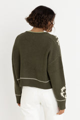 Antique floral crop cardigan