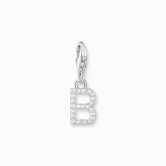 Pendentif Charm lettre avec pierres blanches argent