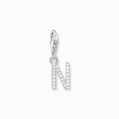 Pendentif Charm lettre avec pierres blanches argent