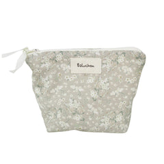 Petite trousse fleurs fond sauge