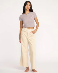 Pantalon taille haute en velours côtelé à chute libre