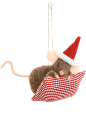 Ornement souris oreiller laine