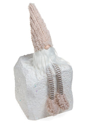 Gnome assis chapeau beige