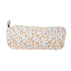 Petite trousse fleurs clorées fond beige cylindre
