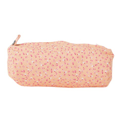 Petite trousse fleurs fond orangé cylindre