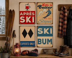 Plaque vintage ski signs