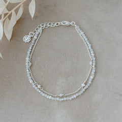 Bracelet Glee Bethany-white moon stone/white pearl