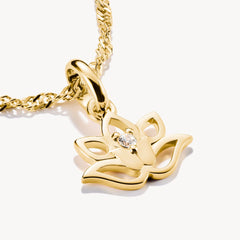 Pendentif Charm fleur de lotus avec pierre Connect plaqué or
