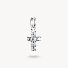 Pendentif Charm croix avec pierres blanches Connect argent