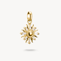 Pendentif Charm soleil avec pierres blanches Connect plaqué or