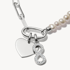 Pendentif Charm symbole infini avec pierres blanches Connect argent