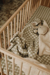 Drap contour lit de bébé - Sage gingham