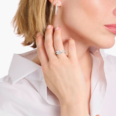 Bague en argent avec zircon blanc en forme de cœur