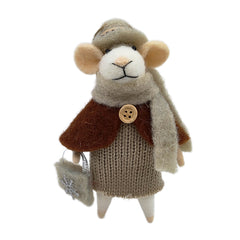 Souris Robe marron en laine ORN 3″X5″ avec sac à main et châle assorti