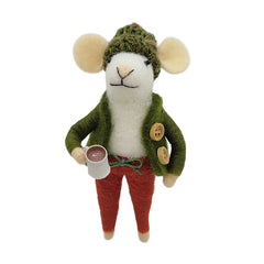 Souris de Noël avec sa tasse à café