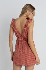 Lola check ruffle mini dress