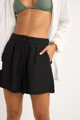 mini linen elasticatied short