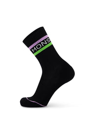 Signature Merino Crew Sock- Black / Lime / Purple
