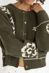 Antique floral crop cardigan